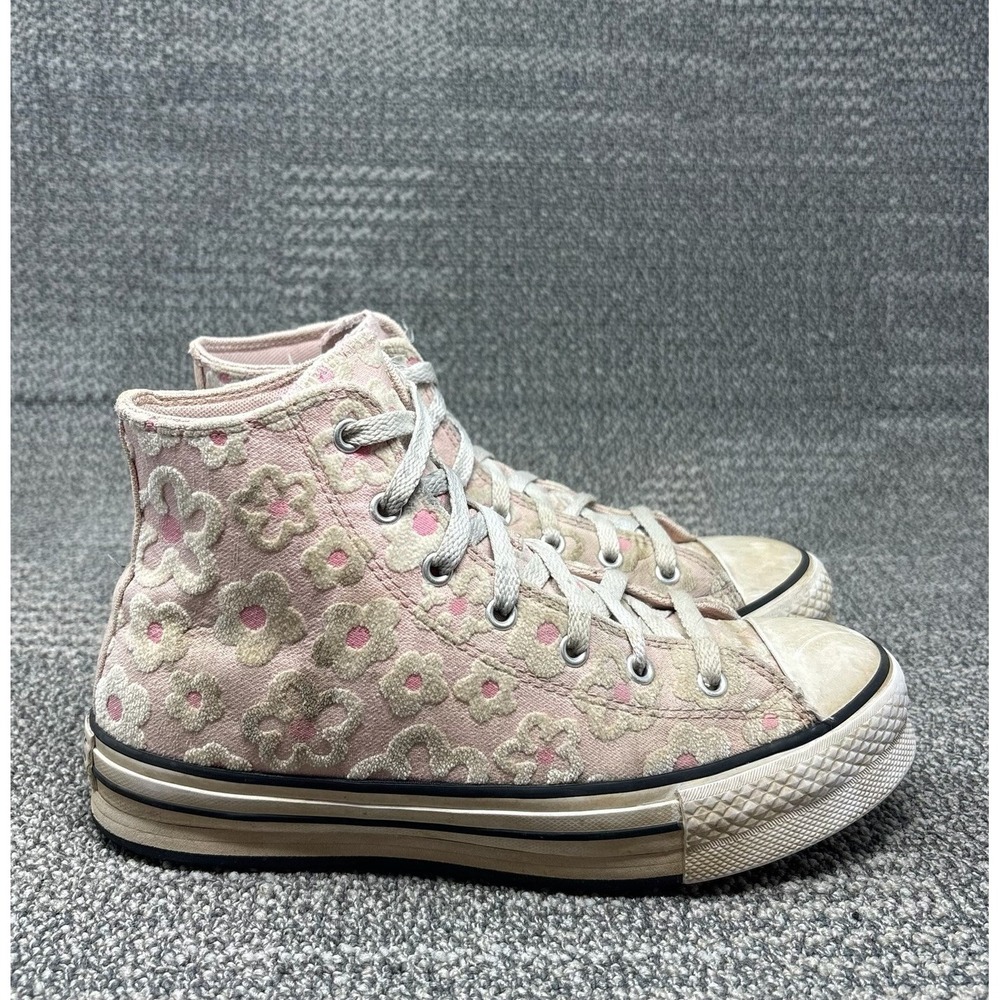 Converse Chuck Taylor All Star Kids Size 6 Pink Floral Chenille High Top A06324C